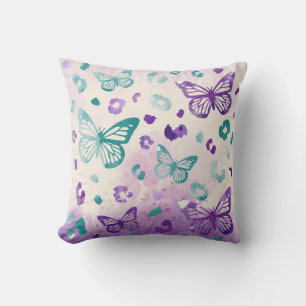 Coussin Papillon léopard gris pourpre
