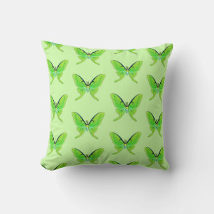 Coussin Papillon lune sur fond vert pâle