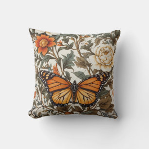 Coussin Papillon Monarque Élégant Inspiré de William Morri