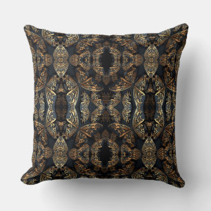 Coussin Papillon noir et doré Pattren sans couture