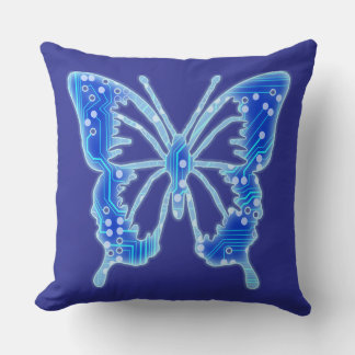 Coussin Papillon numérique bleu, personnaliser arrière - p