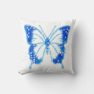 Coussin Papillon numérique bleu, personnaliser arrière - p