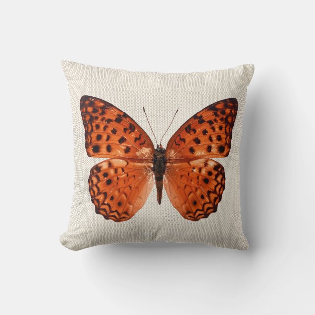 Coussin Papillon orange Neutre Chaud Pastel Beige (Recto)