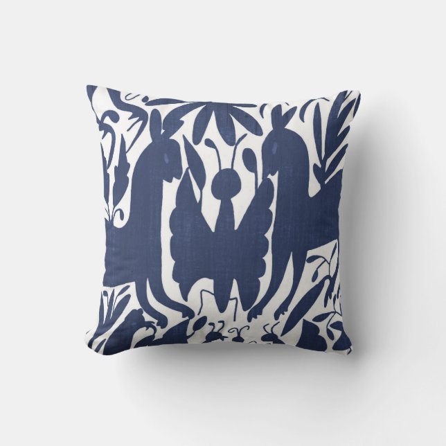 Coussin Papillon Otomi, Navy (Recto)