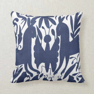 Coussin Papillon Otomi, Navy