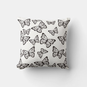 Coussin Papillon Pailleté Décoration de Lancer Noir et Bla