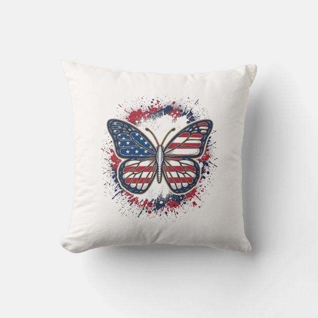 Coussin Papillon Patriotique Gravure Vintage Vector Design (Recto)