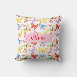 Coussin Papillon Personnalisé Aquarelle Coloré