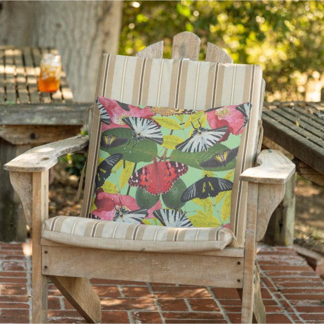 Coussin Papillon & Poppy Colorful Narure Design (Chaise)