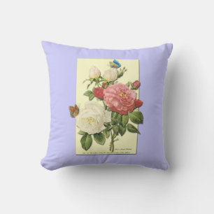 Coussin papillon rose blanc rose botanique