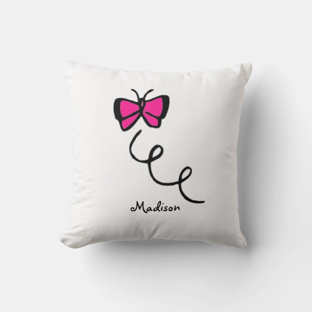 Coussin Papillon rose chaud mignon (Recto)