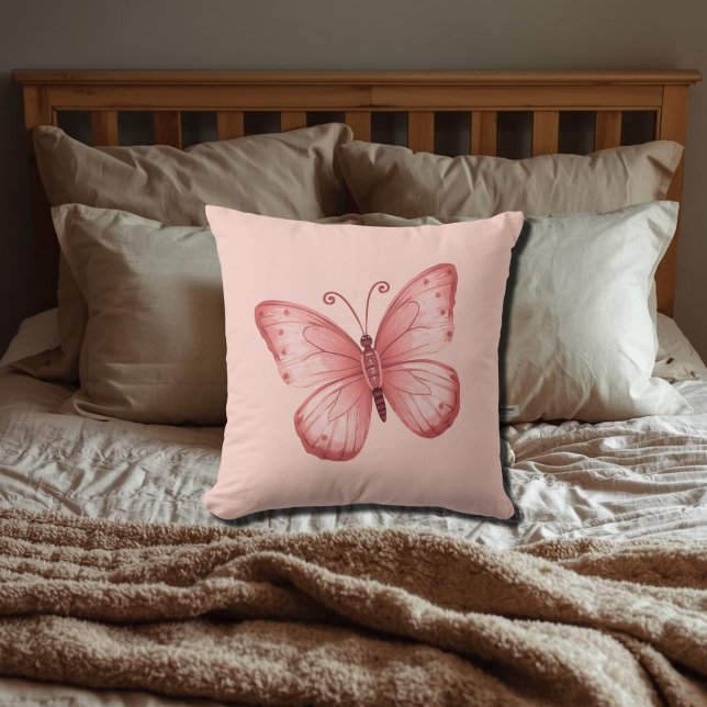 Coussin Papillon Rose Fantaisiste (Créateur téléchargé)