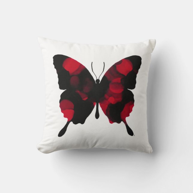 Coussin Papillon rouge ardent (Recto)