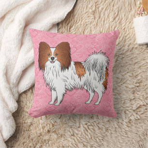 Coussin Papillon Rouge Et Blanc Mignon Chien Sur Des Cœurs