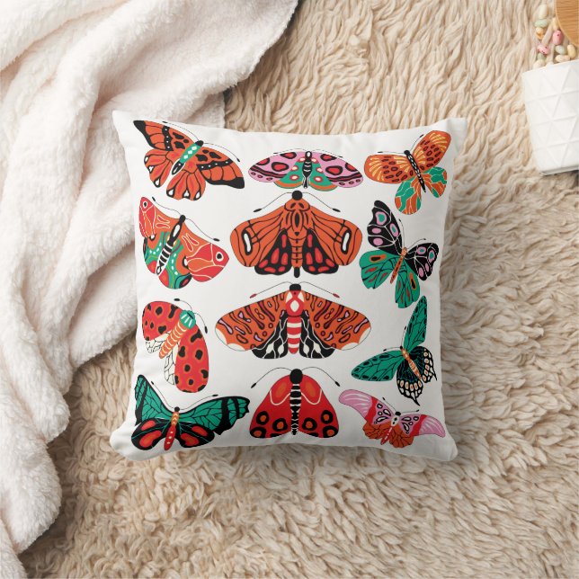 Coussin Papillon rouge et papillon vert (Couverture)