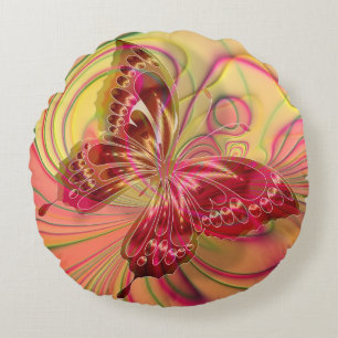 coussin papillon rouge pêche