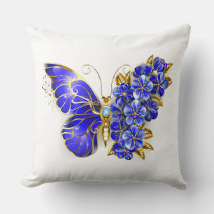 Coussin Papillon saphir à fleurs