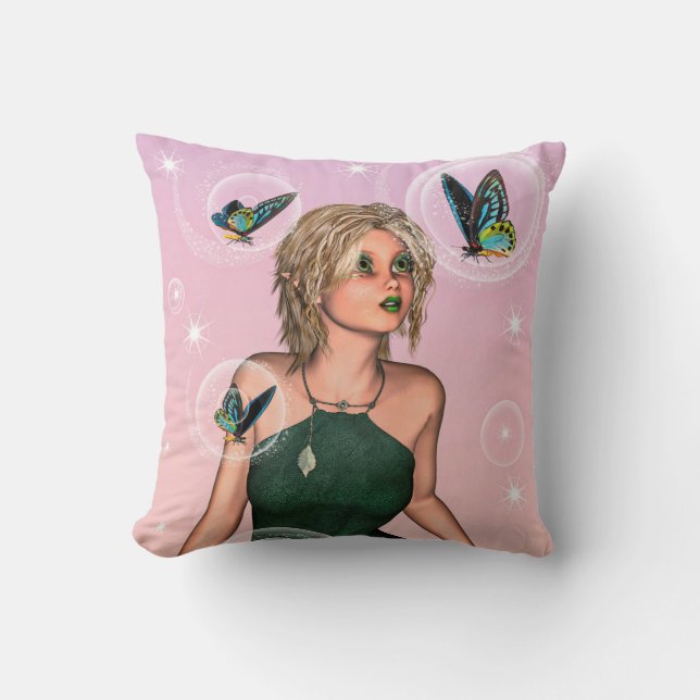 Coussin Papillon scintillant Fée Fantaisie Art (Recto)