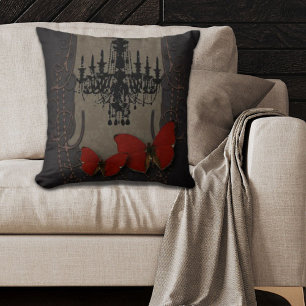 Coussin papillon steampunk paris chandelier vintage