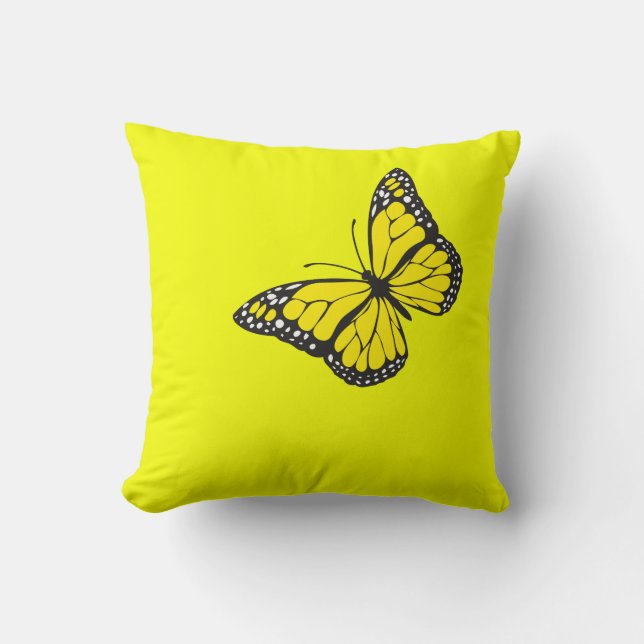 Coussin Papillon sur l'arrière - plan jaune (Recto)