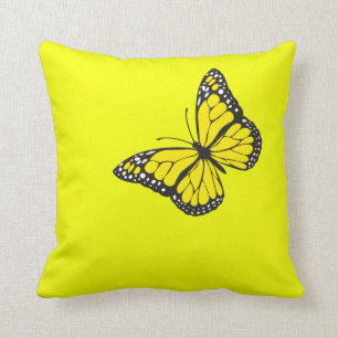 Coussin Papillon sur l'arrière - plan jaune