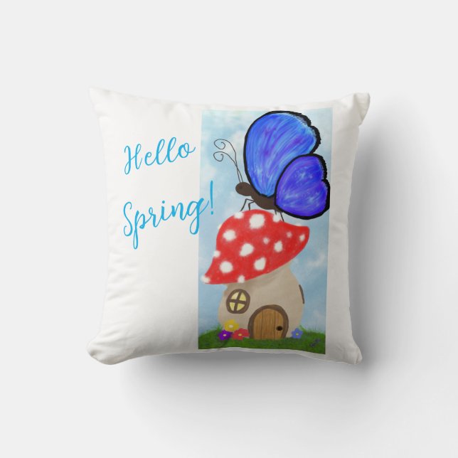 Coussin Papillon sur l'oreiller à lancer de champignons (Recto)