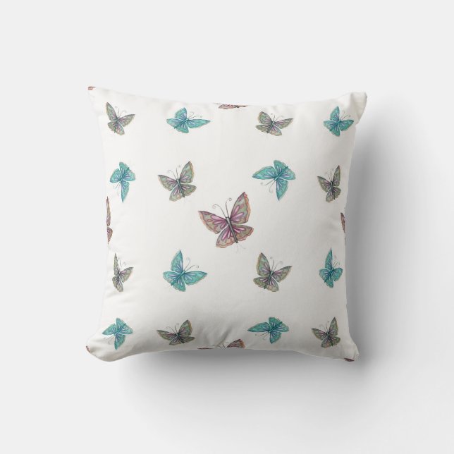 Coussin Papillons aquarelle fantaisie (Recto)