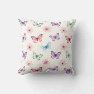 Coussin Papillons Aquarelle Motif Fleurs de Cerisier