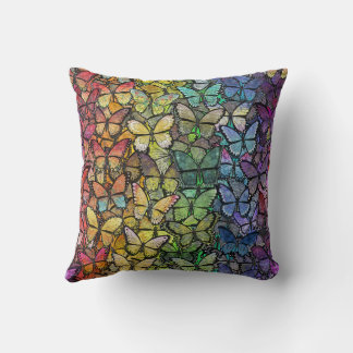 Coussin papillons arc-en-ciel
