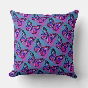Coussin Papillons Bijoux à Motif Violet et Bleu