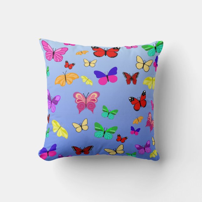 Coussin Papillons bleu réversible (Recto)