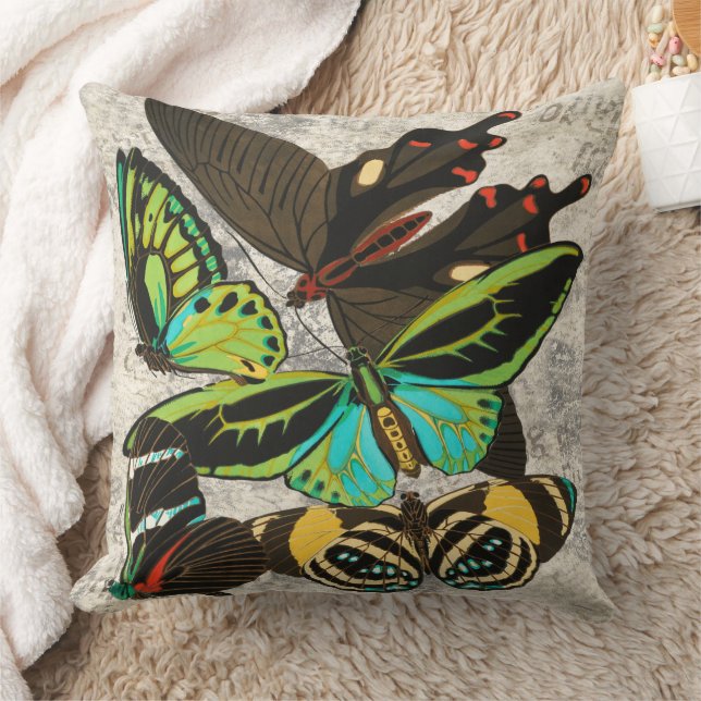 Coussin Papillons Botaniques d'Art Vintage Français (Couverture)
