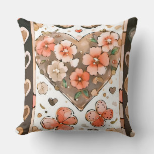 Coussin Papillons, Coeurs et Fleurs