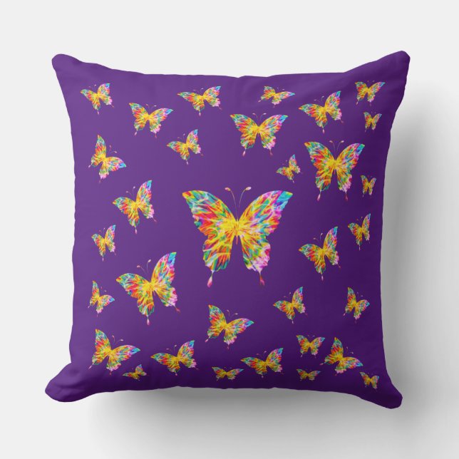 COUSSIN PAPILLONS COLORÉS ABSTRAITS  (Recto)