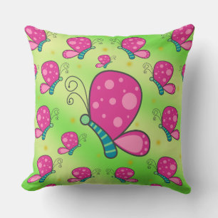 Coussin Papillons couleur chocolat turquoise et coton