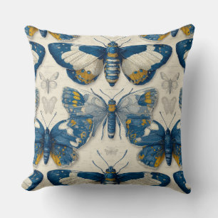 Coussin Papillons dans l'illustration botanique