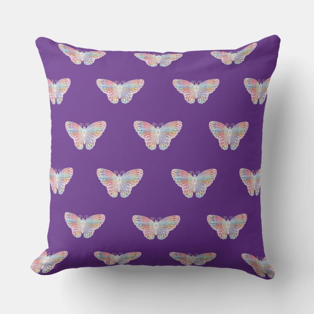 Coussin Papillons d'aquarelle | Royal Purple (Recto)