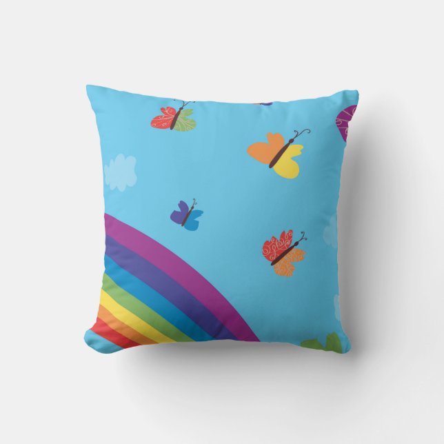 Coussin Papillons de ciel d'arc-en-ciel (Recto)