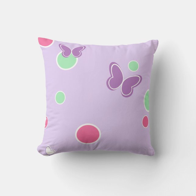 Coussin papillons doux et pois (Recto)