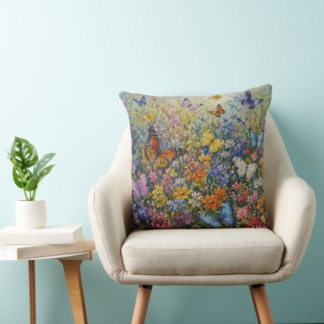 Coussin Papillons du Paradis – Un Sy de Fleur Sauvage Colo (Chaise)