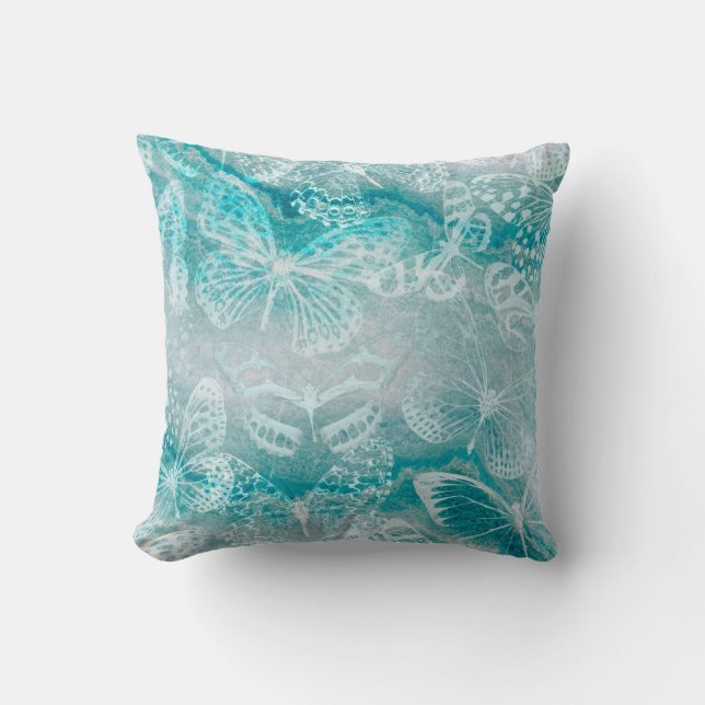 Coussin Papillons en marbre vert de mer (Recto)