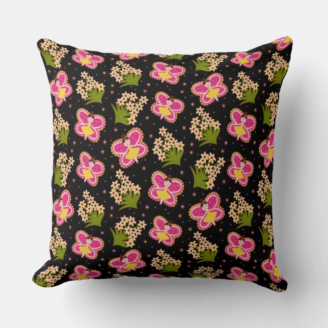 Coussin Papillons et fleurs (Recto)