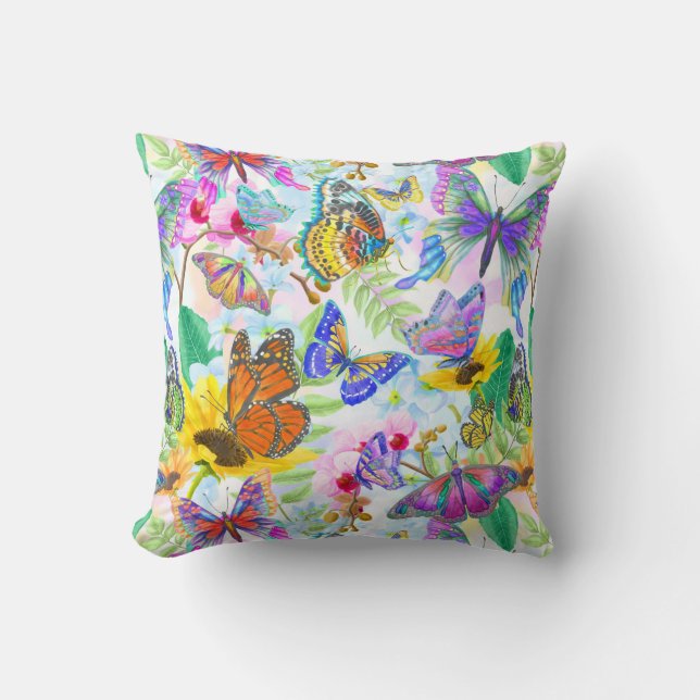 Coussin Papillons et fleurs (Recto)