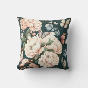 Coussin Papillons et fleurs
