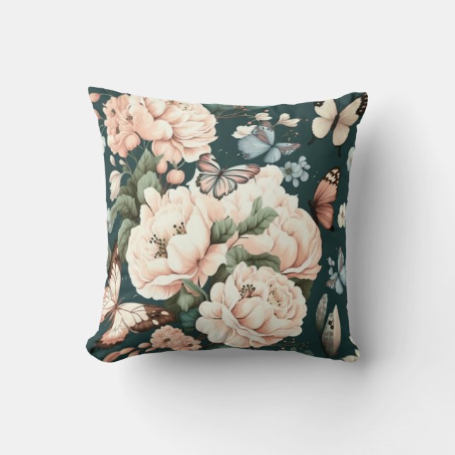 Coussin Papillons et fleurs (Recto)