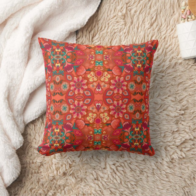 Coussin Papillons et fleurs de corail Lancer l'oreiller (Couverture)