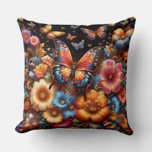 Coussin Papillons et fleurs motif