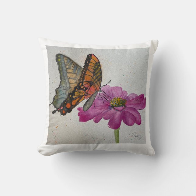 Coussin Papillons et fleurs pour égayer votre maison (Recto)