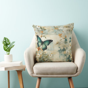 Coussin Papillons et fleurs Vintages colorés (6)