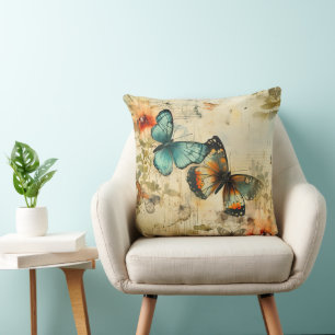 Coussin Papillons et fleurs Vintages colorés (8)